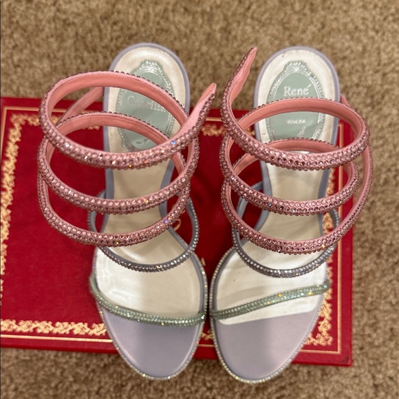René Caovilla Crystal Spiral Heels Sandals Size 37 | Iconic Bridal Evening - Picture 3 of 10